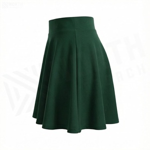 Jupe courte plissée unie pour femme, taille élastique, en polyester, taille haute, décontractée, pour toutes les saisons - Product Image 3