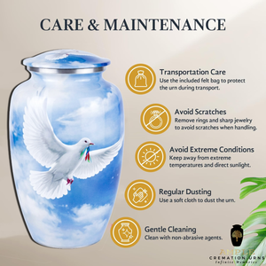 Heavenly bird European Style Memorial <b>Urn</b> for Ashes Blue Sky Design Adult Size <b>Large</b> Eco-Friendly & Durable - Product Image 5