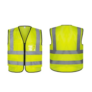 Gilet de sécurité orange haute visibilité unisexe, vêtements de travail en polyester, bandes réfléchissantes pour la construction et les travaux routiers - Product Image 4