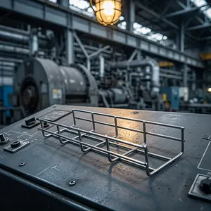 Plateau de câblage en treillis métallique prégalvanisé Finepunch FP-CT-GI-0045 pour la pose de câbles, capacité de charge 100 kg, hauteur de rail latéral 500 mm - Product Image 3