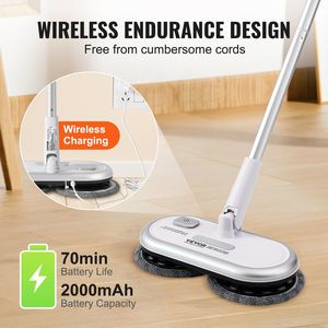 Mocio elettrico Cordless da 70 minuti potente batteria doppia testine Mop 4 pastiglie in microfibra 2 tappetini Scrubber da pavimento per - Product Image 5