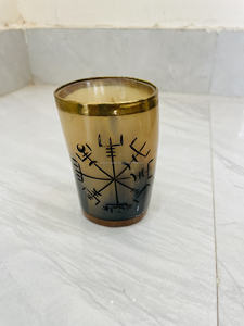 Verre à shot artisanal en corne de buffle et de bœuf, base en résine, tasse de la tradition nordique, inspiré des taverne médiévales, chopes à boisson froide - Product Image 3