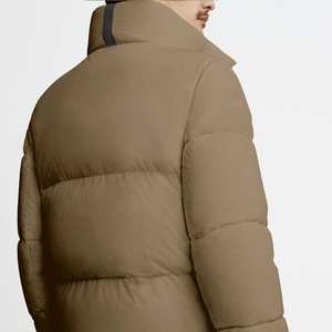Men's Beige Down Puffer Jacket Stand Collar Zipper Pockets Windproof Casual Winter Coat Regular Fit Polyester Filling - Product Image 2