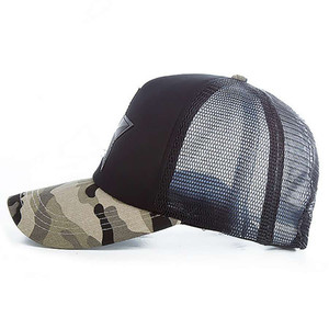 Black <b>Camo</b> Star Mesh Baseball <b>Cap</b> 7 Panel Snapback 3D Embroidery Hip Hop Button Custom Size Four Seasons Sports Outdoor - Product Image 3