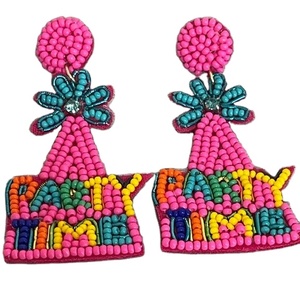 Pendientes bordados con cuentas artesanales de cumpleaños para fiestas multicolores, hermosos y elegantes, Premium y de lujo, lo último de Hiba Enterprises - Product Image 1