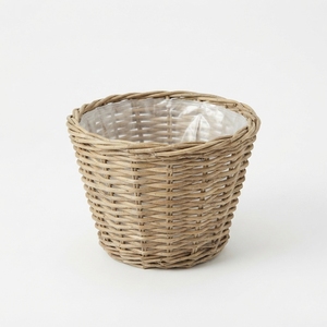 Handcrafted wicker woven plant pot <b>basket</b> clear plastic lining rattan flower planter <b>storage</b> organizer garden outdoor decor <b>unit</b> - Product Image 1