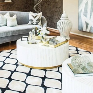 ILAHI's Bone Inlay <b>Table</b> Modern Design Agate Detailing <b>Storage</b> Portable Home Furniture - Product Image 1
