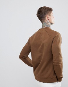 Sweat-shirt en coton marron pour homme, coupe classique, col rond, tricoté, couleur unie, vêtement d'automne décontracté - Product Image 3