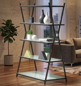 Luxury Tempered Glass Metal Bookshelf Modern X Frame <b>Iron</b> Display Shelf Multifunctional Living Room Storage Rack Showcase - Product Image 1