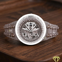 Montre de luxe Hip Hop en moissanite et diamants, avec un boîtier rond entièrement recouvert de pierres VVS étincelantes et de qualité supérieure
