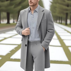 Chaquetas de estilo urbano para hombre, cortavientos de longitud media, chaquetas con solapa para hombre, ropa de invierno para hombre, abrigo masculino - Product Image 3