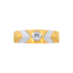 Anillo Solitario Shiny Arrow para Hombre, Elegante Anillo de Diamantes Solitario en Oro de Dos Tonos, Anillo de Compromiso y Boda con Diamante Redondo Brillante - Product Image 3