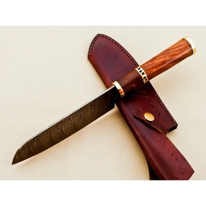 Cuchillo de Chef Personalizado Hecho a Mano Jexmoo con Hoja de Acero de Damasco de 8 Pulgadas, Mango de Madera y Funda de Cuero - Regalo para Chef - Product Image 6