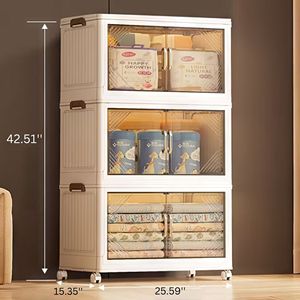 Scatola di Stoccaggio Pieghevole con Porta Trasparente da 25,6 Pollici, 3 Livelli, Grande Capacità, Facile Accesso, Accessorio Salvaspazio per Armadio - Product Image 3