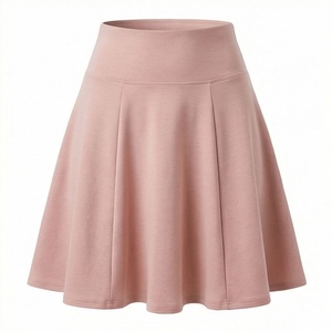 Jupe courte plissée taille haute pour femme, couleur unie, confortable, en coton et élasthanne, pour toutes les saisons - Product Image 1