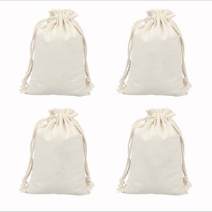 Sacs à cordon ajustables en polyester/coton, pochettes en mousseline tissée écologiques, résistantes à l'eau, traditionnelles pour le rangement - Product Image 1