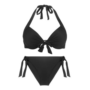 Women's Casual-Comfy High Waist Solid Color <b>Bikini</b> <b>Set</b> Removable Padded Triangle Bra Spandex Ribbed Knitted Fabric Seamless Deep - Product Image 1