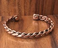 Brazalete Magnético Largo de Cobre Puro Trenzado a Mano, para Alivio Energético y Curación, Personalizado, Unisex, Ajustable, Elegante N.S