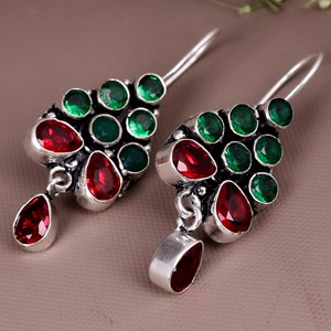 Pendientes Colgantes Étnicos Tribales Bohemios de Latón, Chapados en Plata Antigua, con Cristales de Estrás, Hechos a Mano, Vintage, para Mujer, para Boda, de Alta Gama - Product Image 4