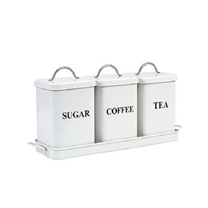 Juego de 3 recipientes para azúcar, té y café, de alta tendencia, para la mesa de la cocina, juego de recipientes decorativos con tapa. - Product Image 1