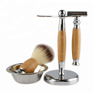 Kit de Afeitado de Seguridad de Bambú Hecho a Mano para Hombre, Soporte de Madera para Brocha de Afeitar con Caja de Papel Artesanal, Cuidado Personal - Product Image 1