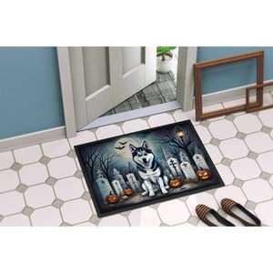 Husky sibérien Spooky Halloween paillasson antidérapant intérieur extérieur lavable tapis à poils bas 24H X 36W pour entrée de porte d'entrée - Product Image 4