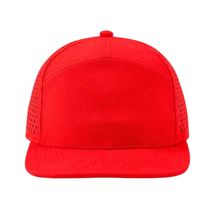 Indonesia 7 Panel <b>Flat</b> Bill Snapback Custom <b>Hat</b> Breathable Perforated Streetwear Cap OEM ODM Golf Style Custom Logos - Product Image 1