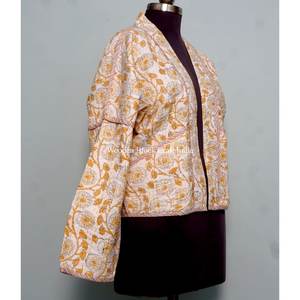 Chaqueta de algodón kantha floral hecha a mano en India, estilo Jaipuri vintage, estampada, de manga larga, para otoño, ideal para fiestas. - Product Image 5
