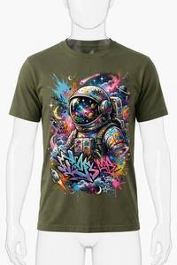 T-shirt à manches courtes pour homme, vert olive, col rond, style streetwear, tissu respirant en polyester/coton - Product Image 2