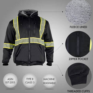 Pantalon de travail en coton noir, fermeture éclair intégrale, capuche amovible, imperméable, coupe-vent, respirant, anti-plis, sécurité, OEM - Product Image 5