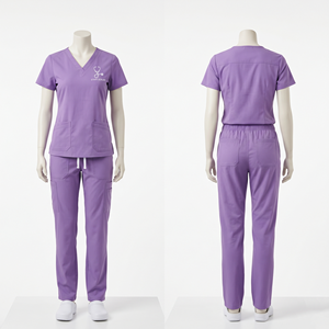 Uniforme Médico de Alta Calidad, 190 GSM, Poliéster y Spandex, Color Negro, con Logotipo Personalizado por Transferencia Térmica - Product Image 4