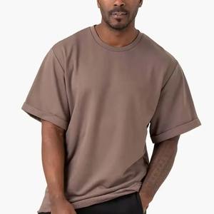 Camiseta Oversize Personalizada al por Mayor, de Cuello Redondo, Estilo Vintage, con Elastano, Negra, Lisa, para Hombre - Product Image 6