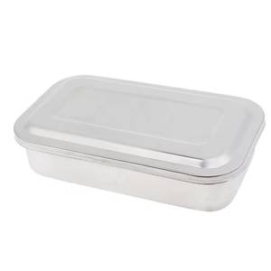 Conteneur de stockage alimentaire en acier inoxydable rectangulaire avec couvercle finition argentée - Product Image 5