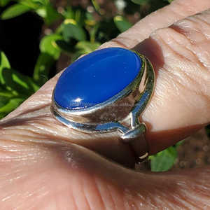 Anillo de plata 925, anillo de banda, anillo azul, anillo hecho a mano, anillo de mujer, anillo Vintage, anillo hermoso, regalo de boda. - Product Image 5