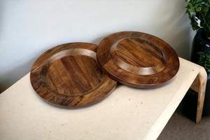 Assiette de service de mariage Art Déco en bois d'acacia écologique gravée à la main, compartimentée, de qualité supérieure, pour desserts - Product Image 3