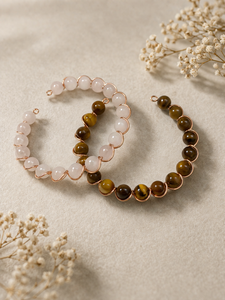 Handmade Gemstone Beaded <b>Bracelet</b> Rose Gold Wire Wrapped <b>Healing</b> Crystal Jewelry Luxury Style Exquisite Design - Product Image 3