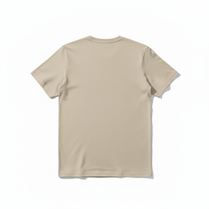 T-shirt à manches courtes beige pour homme avec imprimé géométrique montagne, col rond, coupe décontractée, tissu jersey 100% coton - Product Image 4