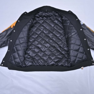 Mean Safe <b>Men's</b> PU <b>Leather</b> Varsity <b>Jacket</b> Embroidered Lettering Streetwear Winter Turn-down Collar Regular Fit Quick Dry - Product Image 3