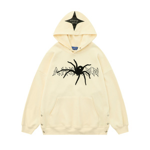 Sweat à capuche personnalisé pour homme, de haute qualité, avec logo brodé et imprimé, motif araignée floquée, vente en gros - Product Image 2