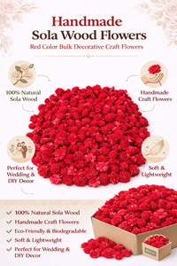 Fleurs en bois de Sola faites à la main, couleur rouge, en vrac, fleurs décoratives pour la décoration de mariage, arrangements floraux DIY - Product Image 6