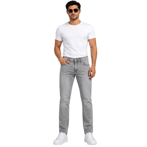<b>Light</b> Grey Mens Straight Leg Denim Jeans Regular Fit Washed Casual Streetwear Five Pocket Fashion <b>Trousers</b> Classic Denim Pants - Product Image 1