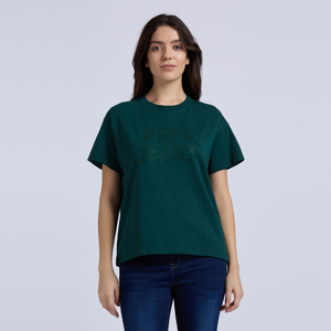 T-shirt à col rond pour femmes, 100% coton, appliques, tissu aérien, manches courtes, vêtements décontractés d'été pour la vente en gros et l'exportation - Product Image 2