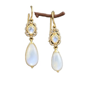 Pendientes colgantes de plata de ley 925 de moda Vintage agraciados, joyería de boda colgante chapada en oro con diamantes para regalos - Product Image 1