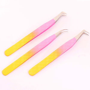 Prix de gros Pince à épiler pour extensions de cils en acier inoxydable de qualité professionnelle, à pointe incurvée, anti-magnétique, longueur 10 mm, haute qualité - Product Image 1