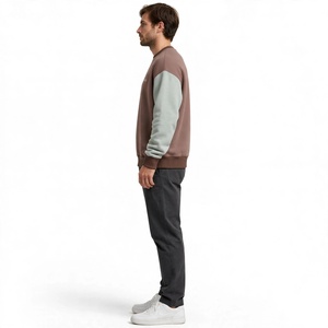 Sweat-shirt à col rond pour homme, couleur personnalisée, blocs de couleur, manches raglan, coupe classique, vêtement décontracté d'automne, 100% coton French Terry Pat - Product Image 4