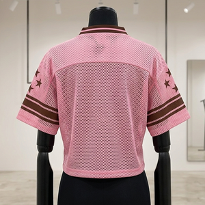 Camiseta deportiva Glory Custom de malla rosa, estilo streetwear, holgada, transpirable, estilo hip hop, corta, unisex. - Product Image 5