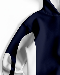 Sweat à capuche unisexe surdimensionné bleu marine et blanc, personnalisé avec logo, épais, respirant, imperméable, style streetwear, avec poche - Product Image 3