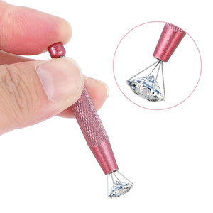 Rosa 2 piezas 4 puntas pinzas de garra Piercing Ball Holder Jewelry Pick Up Tool Piercing Ball Grabber Tool Mini Grabber Pen - Product Image 2