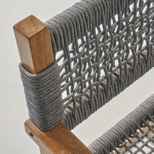 Conjunto de Muebles de Exterior Europeos de Alta Gama, Mesa y Sillas de Comedor con Cuerda y Madera para Jardín - Carlo - Product Image 6