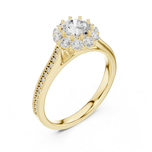 Bague de soirée en or rose 14 carats avec diamant de laboratoire rond pour femme |   Nouveau diamant cultivé - Product Image 5